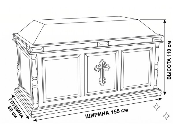 Гробница под плащаницу, белая с золотом №4 для храма (церкви), фото 