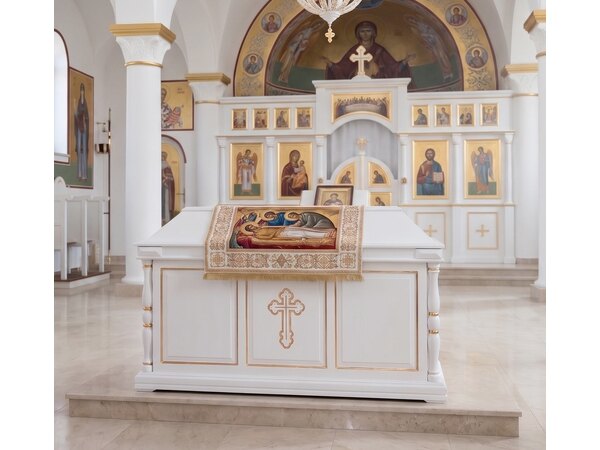 Гробница под плащаницу, белая с золотом №3 для храма (церкви), фото 